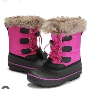 Cozy Pink and Black Kids Winter Boots